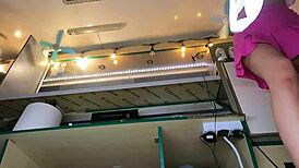 18-year-old babe serves festival crowds braless pantyless under skirt