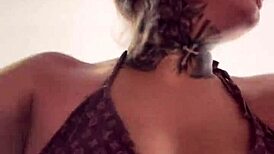 Brown-eyed amateur trains hard at gym with wet pussy juices dripping down legs