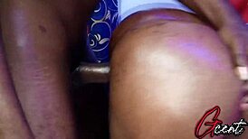 Big black cock rams curvy girlfriend's tight wet pussy in serious doggystyle pounding bent over