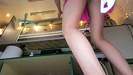 18-year-old babe serves festival crowds braless pantyless under skirt