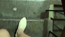 shemale ting xuan pees outdoors then masturbates skirt off in park