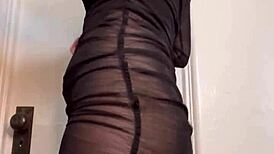 goddess ellie rowyn dances teasing in sheer dress shakes huge tits belly