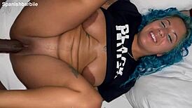 latina milf wonders if huge black cock fits tight pussy before creampie squirt