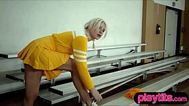 Petite Blonde Milf Cheerleader Strips Big Ass