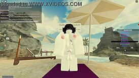 Roblox gamer babe shakes big ass in steamy bedroom play