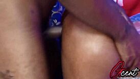 Big black cock rams curvy girlfriend's tight wet pussy in serious doggystyle pounding bent over