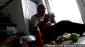 blonde secretary slurps ugly old coworker's tiny dick