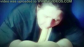 Watch her suck fat mature's huge cock then swallow milky cum load