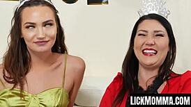 Watching busty MILF Claire Dames fuck Mia Molotov pussy makes me jerk off hard