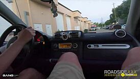 Mechanic Services Busty Babe Beyond Her Roadside Car Troubles