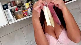 Sarah rosa whips up sexy kitchen fuck with her big tits big ass latina curves