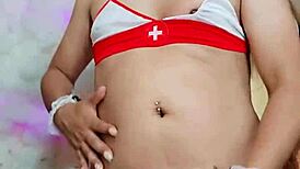 Roja ladyboy shemale crossdresses for hardcore transexual pounding