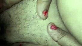 cute brunette wife screams as hubby licks her huge natural tits