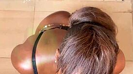 fat bbw milf gives early morning deepthroat blowjob on homeboy's monster black cock