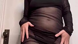 goddess ellie rowyn dances teasing in sheer dress shakes huge tits belly