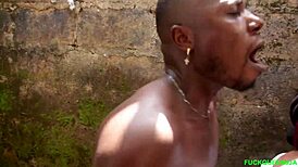 Young ebony babe's outdoor fuck hides wild secrets