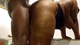 damn, this african bathroom scene shakes ass on huge cock doggystyle!