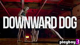 uhh big tits blonde riley reyes stretches with sexy babe sarati clothes ripping off