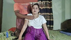 yo this massage guy can't resist banging the lonely married bride on bedroom bed