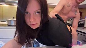 Brunette Milf Mommy Seduces Stepson at Dinner for Taboo Pussy Doggystyle Creampie