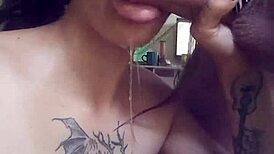 Naughty latina wife bitch deepthroats cock drooling before cum-soaked domination kiss