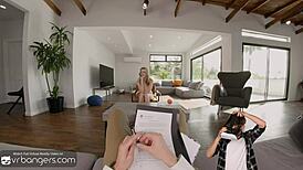 horny blonde nympho corners sexologist at desk for deepthroat on his monster cock 