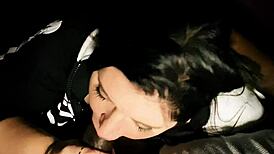 can curvy brunette wife deepthroat this monster bbc head fully?