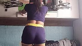 Petite Asian Babe Tight Shorts Workout Fitness Exotic Cute