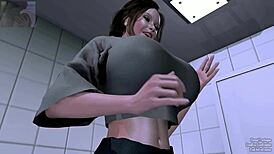 brunette experiments with belly inflation pills