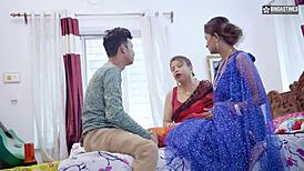 desi indian hubby shows how to fuck two horny desi wives in full threesome with double pussy pounding 😈👯