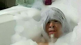 cyno cosplay solo bubble bath costume play fun