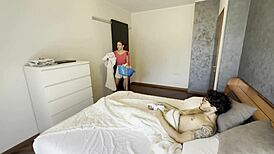 Redhead Hotel Cleaning Lady Sucks Cock and Swallows Cum in Italian