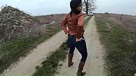 beautiful latina milf in tight jeans teases her kinky ass then explodes in mega orgasm tub smoke