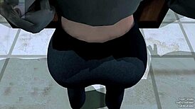 brunette experiments with belly inflation pills