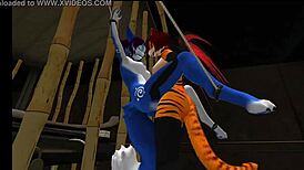 blue vixen shemale furry slammed hard in latex bdsm cartoon fuck frenzy!!