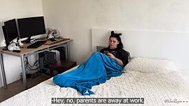 compromising pics make gamer girl fuck her stepbro hard