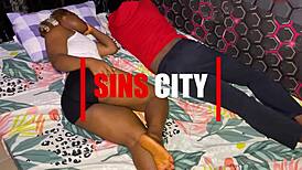 husband pounds shaved ebony wife doggystyle early morning