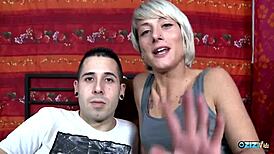 her clit piercings spark extra pleasure during blonde's deepthroat blowjob