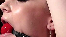 Bound slut's ass whipped raw in tight rope bondage torment