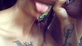 Naughty latina wife bitch deepthroats cock drooling before cum-soaked domination kiss