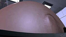 brunette experiments with belly inflation pills