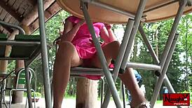 hot babe upskirt flash nylons and panties voyeur tease!!