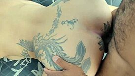 Lucky black guy rams hard cock deep in blonde pussy while big ass brunette strokes his balls