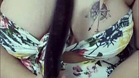 Viral Student Teases Huge Tits and Curvy Ass with Eggplant in Bath