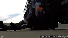 scarlet monster cock thrusts deep inside anna's sexy big ass anal lesbian futanari insertion cumshot