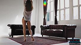 Nicole winter strips solo revealing russian natural tits playboy style