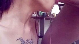 Naughty latina wife bitch deepthroats cock drooling before cum-soaked domination kiss