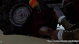 scarlet monster cock thrusts deep inside anna's sexy big ass anal lesbian futanari insertion cumshot