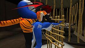 blue vixen shemale furry slammed hard in latex bdsm cartoon fuck frenzy!!