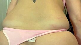 stepmom jumps on stepson's huge dick licks his big balls and takes cum on tits